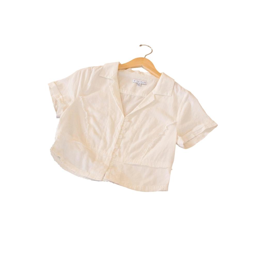 NEW MIOU MUSE women's mary button down top in white